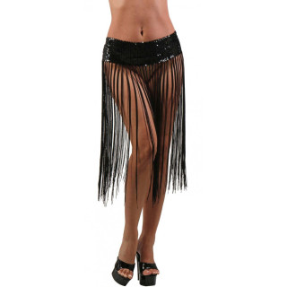 Robe ou jupe sequin frange noire S-L en jupe de face