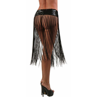 Robe ou jupe sequin frange noire S-L en jupe de derrière
