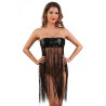 Robe ou jupe sequin frange noire S-L en robe de face