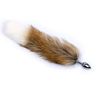 Plug queue de renard Fox 6xØ2,7cm beige-blanc à plat