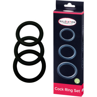 Set 3 cockrings noir 40-45-50mm en Silicone avec sa boîte