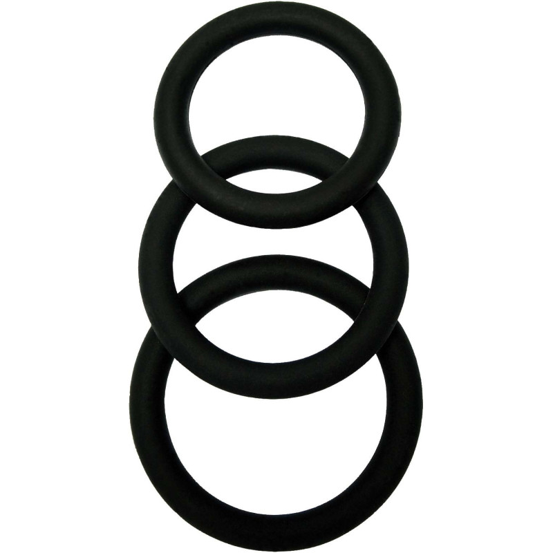 Set 3 cockrings noir 40-45-50mm en Silicone
