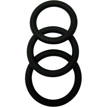 Set 3 cockrings noir 40-45-50mm en Silicone