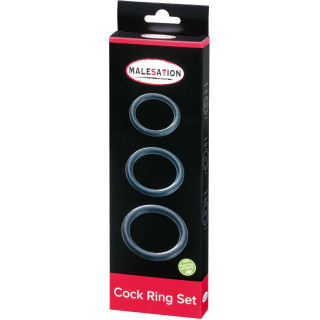 Set 3 cockrings noir 40-45-50mm en Silicone packaging