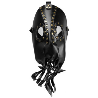 Masque Octopus noir simili cuir de face
