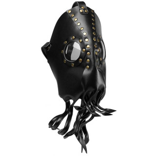 Masque Octopus noir simili cuir vue 3/4