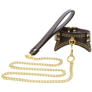Collier et Laisse Studded Vogue noir posé