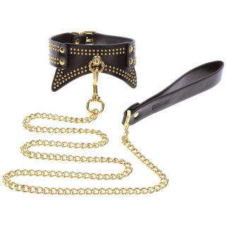 Collier et Laisse Studded Vogue noir et doré
