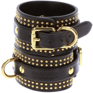 Menottes de chevilles Studded Vogue noires zoom sur l'inscription