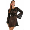 Robe évasée floquée velours manches longues M