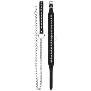 Collier et Laisse à strass Diamond Studded noir chic et élégant