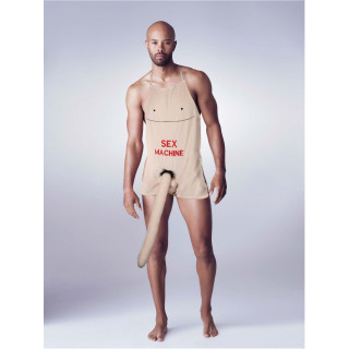 Tablier "Sex Machine" avec pénis en peluche porté
