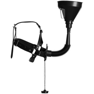 Bâillon ouvre-bouche avec entonnoir flexible et bouchon