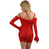 Robe transparente rouge épaules nues manches longues L vue de l'arrière