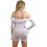 Robe transparente blanche épaules nues manches longues L vue de derrière