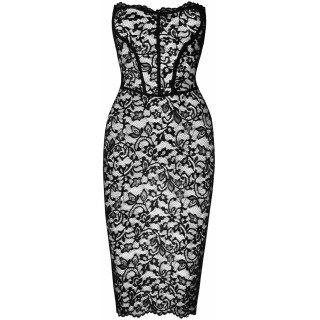 Robe fourreau dentelle lacée dos F301 L façon bustier et coupe midi