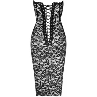 Robe fourreau dentelle lacée dos F301 L superbe laçage au dos jusqu'aux fesses