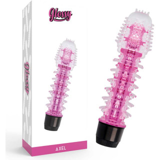 Vibro glossy AXEL rose 17cm avec son emballage