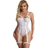 Teddy blanc avec jarretière et dentelle poitrine S-M hypnotisant