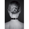Collier noir ras de cou anneau argenté fermeture à boucle