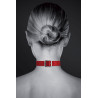 Collier rouge ras de cou anneau argenté fermeture à boucle