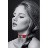 Collier rouge ras de cou anneau argenté