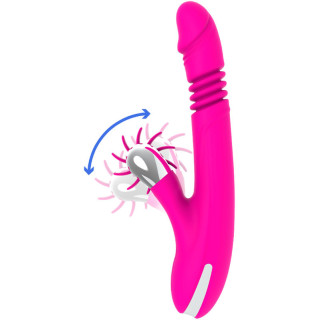 Bunny va-et-vient et vibrations fuchsia USB langues tournantes sur clitoris