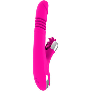 Bunny va-et-vient et vibrations fuchsia USB multi-stimulations