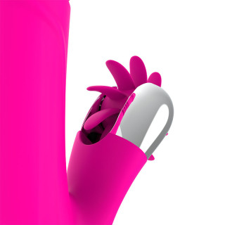 Bunny va-et-vient et vibrations fuchsia USB zoom sur le stimulateur de clitoris