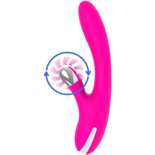 Bunny vagues et vibrations fuchsia USB stimulateur clitoris avec langues rotatives