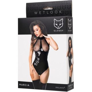 Marcia body wetlook et transparence zip entre jambes S emballage