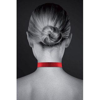 Collier rouge ras de cou cadenas cœur argenté réglable