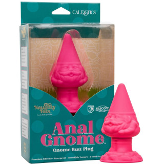 Plug anal Gnome rose fluo 10,25 x Ø5cm avec son emballage