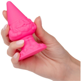 Plug anal Gnome rose fluo 10,25 x Ø5cm prise en main