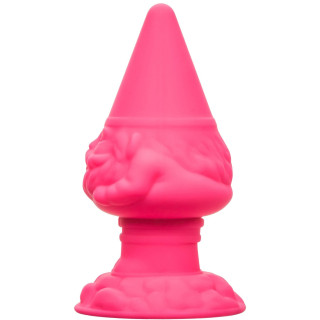 Plug anal Gnome rose fluo 10,25 x Ø5cm vue de côté
