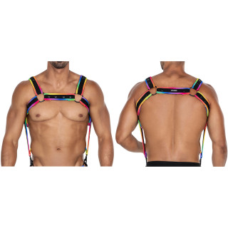 C4M harnais Neo multicolore S-L vue de devant et derrière