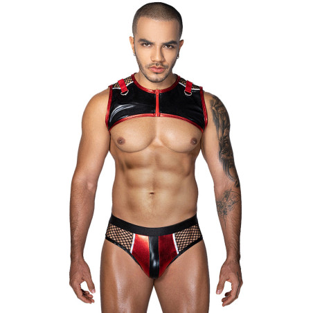 Ensemble sexy deux pièces rouge et noir S-L