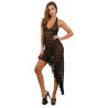 Robe longue asymétrique dentelle noire S-M noué cou