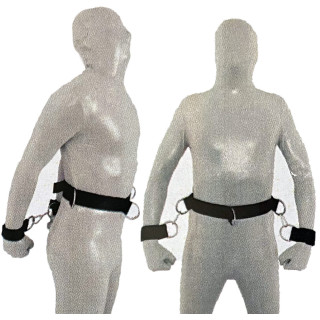 Ceinture réglable avec menottes mains différents points d'accroche