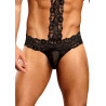 Choker thong Scandal lace noir S-M gros plan sur l'avant