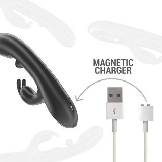 Vibro rabbit puissant avec perle roulante massante chargement USB magnétique