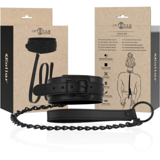 Collier et Laisse en cuir vegan noir