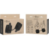 Menottes en cuir végétalien noir packaging