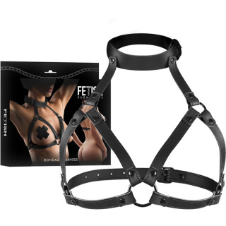 Harnais cuir vegan cou et poitrine réglable et sa boîte