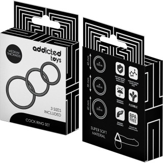Lot de 3 anneaux en silicone Ø32, Ø42 et Ø52mm noir packaging