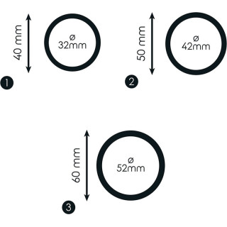Lot de 3 anneaux en silicone Ø32, Ø42 et Ø52mm noir caractéristiques