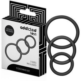 Lot de 3 anneaux en silicone Ø32, Ø42 et Ø52mm noir et son emballage