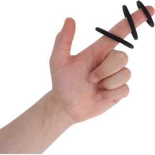 Lot de 3 anneaux en silicone Ø32, Ø42 et Ø52mm noir pour booster l'érection