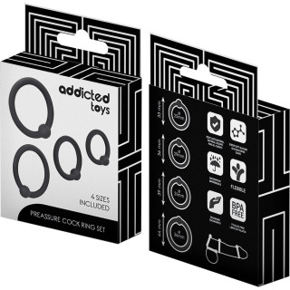 Lot de 4 anneaux à pression en silicone Ø25, Ø29, Ø31 et Ø34mm noir packaging