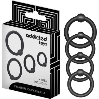 Lot de 4 anneaux à pression en silicone Ø25, Ø29, Ø31 et Ø34mm noir et l'emballage